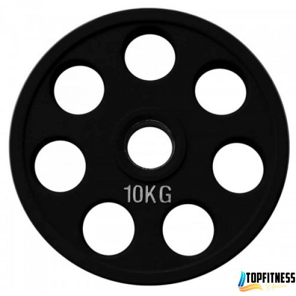 Диск олімпійський гумовий чорний Fitnessport RCP18-10 кг RCP18-10 фото