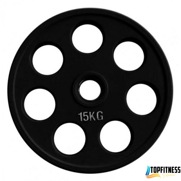 Диск олімпійський гумовий чорний Fitnessport RCP18-15 кг RCP18-15 фото