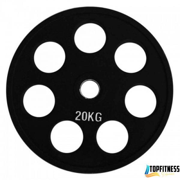 Диск олімпійський гумовий чорний Fitnessport RCP18-20 кг RCP18-20 фото