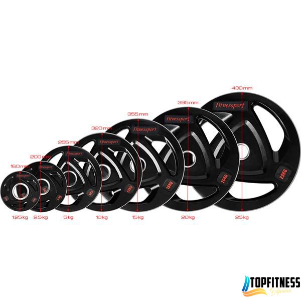 Диск олімпійський гумовий чорний Fitnessport RCP17-10 кг RCP17-10 фото