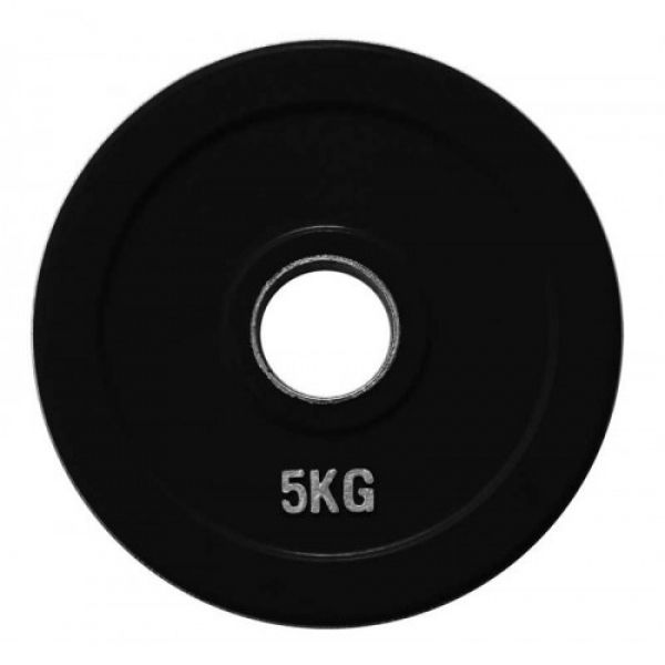 Диск олимпийский резиновый черный Fitnessport RCP18-5 кг RCP18-5 фото