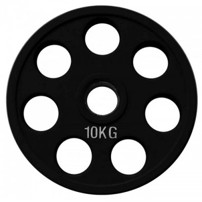 Диск олимпийский резиновый черный Fitnessport RCP18-10 кг RCP18-10 фото