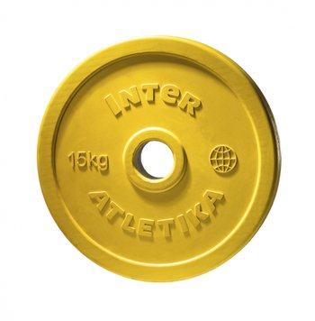 Диск гумовий InterAtletika 15 кг кольоровий (ø52 мм), ABS LCA033-М фото